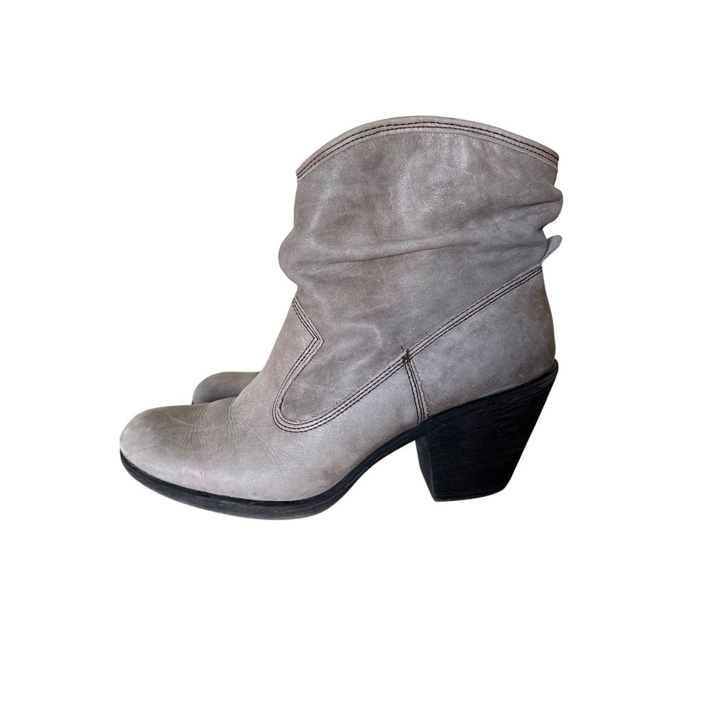 Montana Womens 11M Leather Western Ankle Boots Slouchy Stacked Heel Booties Boho